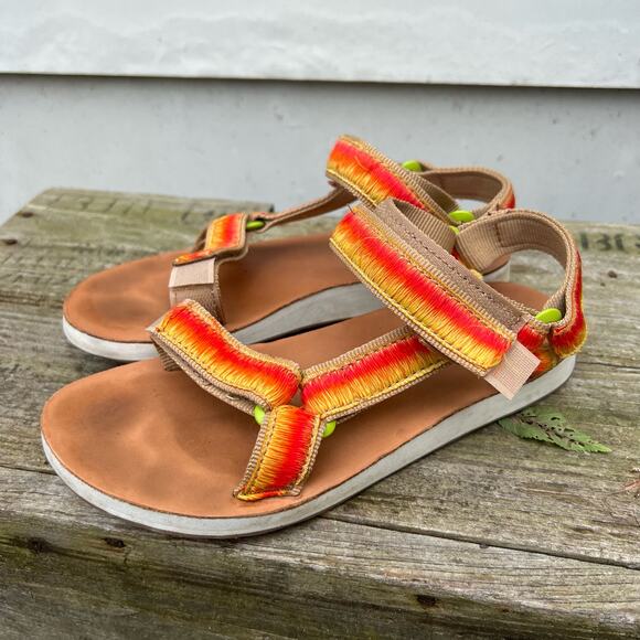 Teva Original Universal Obre Orange Yellow Strap Sandals 5 - Picture 3 of 6